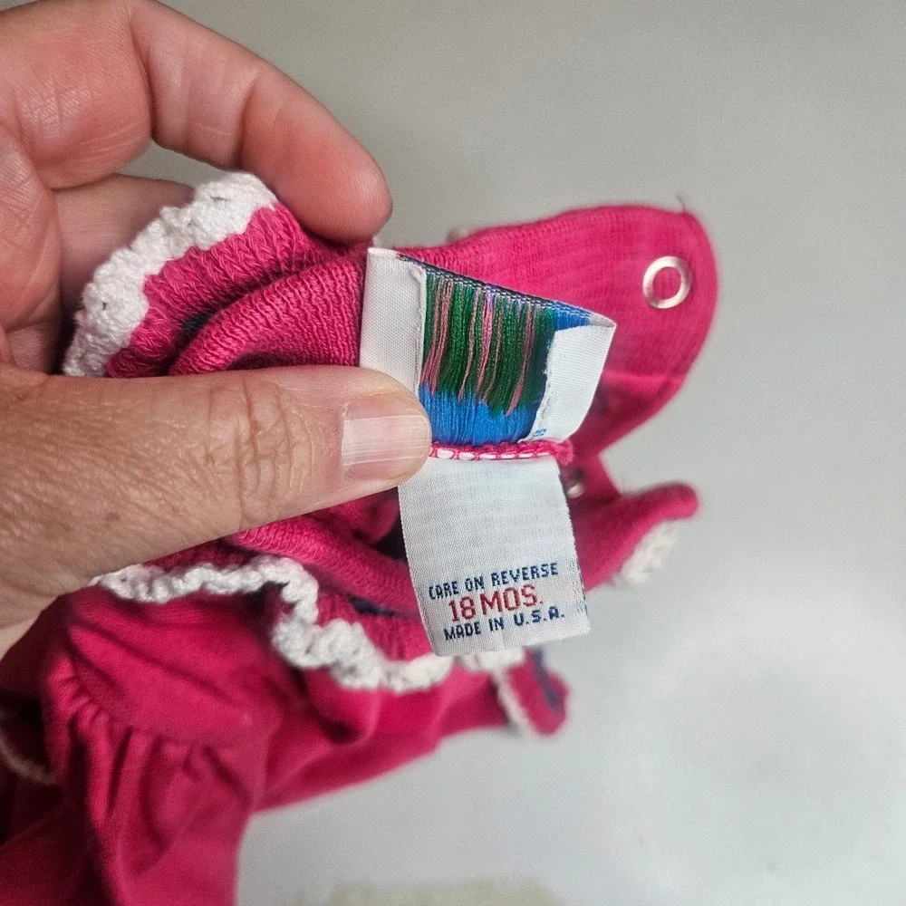 Vintage OshKosh B'Gosh Baby Girl Shirt Lot 18 Months Made in USA 90s Scottie Dog